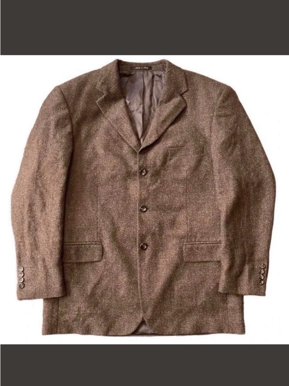 Pronto Uomo Blazer Wool Men 42R Textured Brown Lanificio Di Pray Made In Italy 3